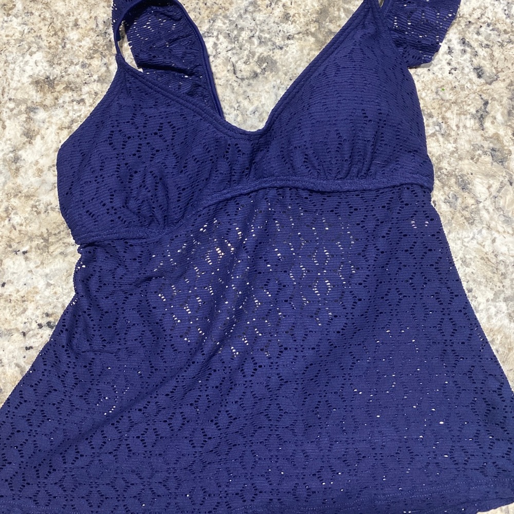 Blue lace swimsuit top